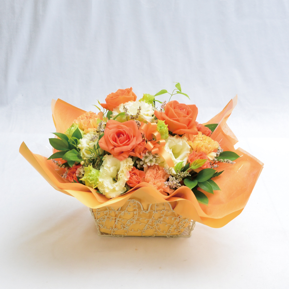 パーティーに！】新品 グリーンオレンジ花柄セットアップ d12187