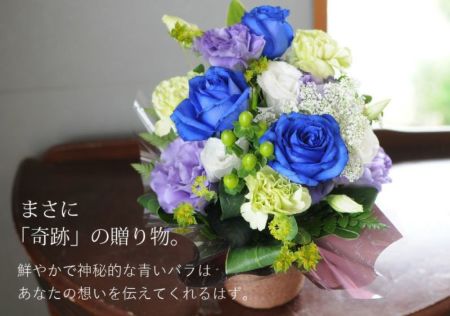 専用　まぶしい光り、魅惑の青い薔薇花のテーブルアレンジメント エーデルワイス【花の贈り物】 - 商品検索結果一覧