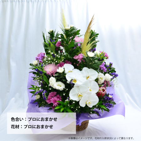 runaページ華やかなお供えアレンジメント 蘭のお供えアレンジメント3Lサイズ お供えの花・お悔やみの花