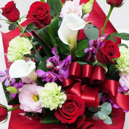 フラワーアレンジメント レッドダイヤモンド Mサイズ バラ(薔薇・ばら
