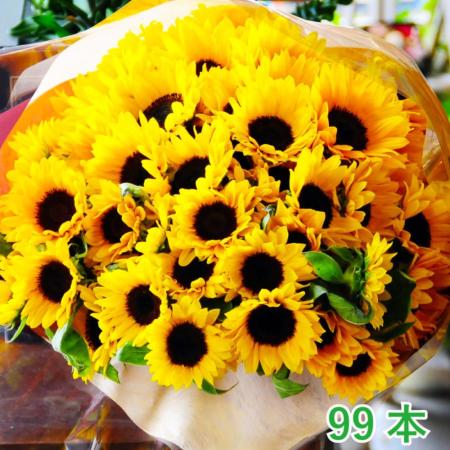 ひまわりの花束 99本 ひまわりの花言葉の意味とは 花名の由来や