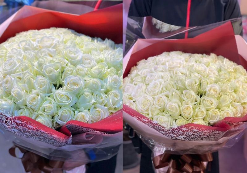 白いバラ100本の花束 バラ100本の花束 | エーデルワイス【花の贈り物