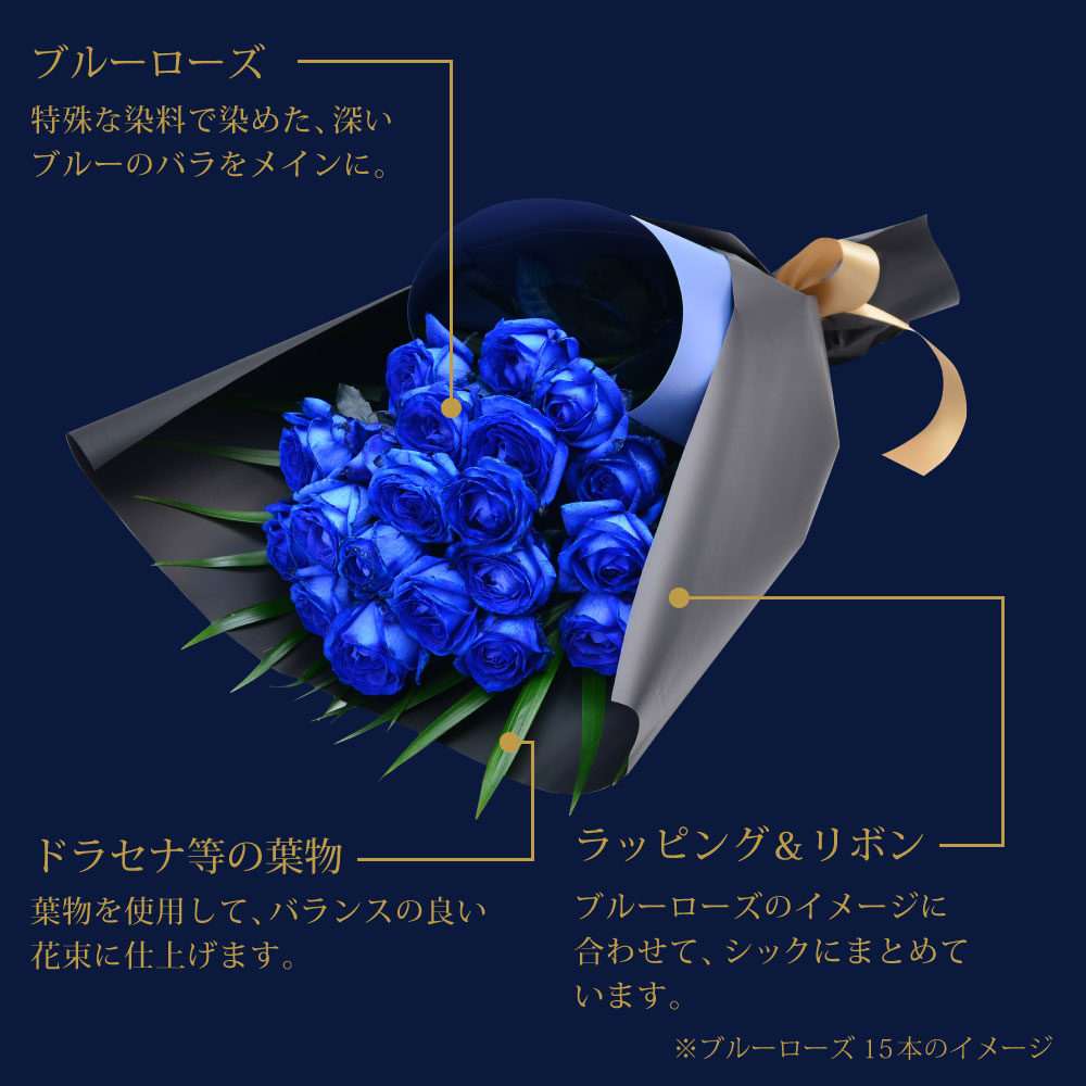 青いバラ ブルーローズ20本の花束 青い薔薇(バラ) ブルーローズの花束