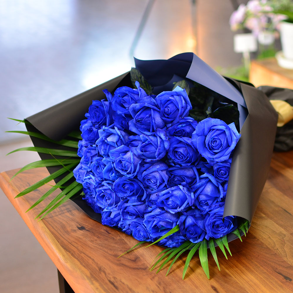 青いバラ ブルーローズ40本の花束 青い薔薇(バラ) ブルーローズの花束