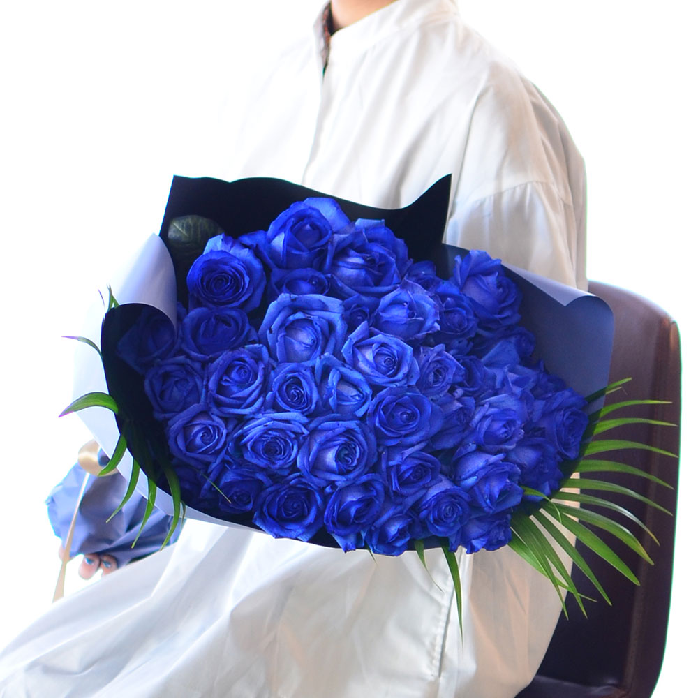 青いバラ ブルーローズ40本の花束 青い薔薇(バラ) ブルーローズの花束