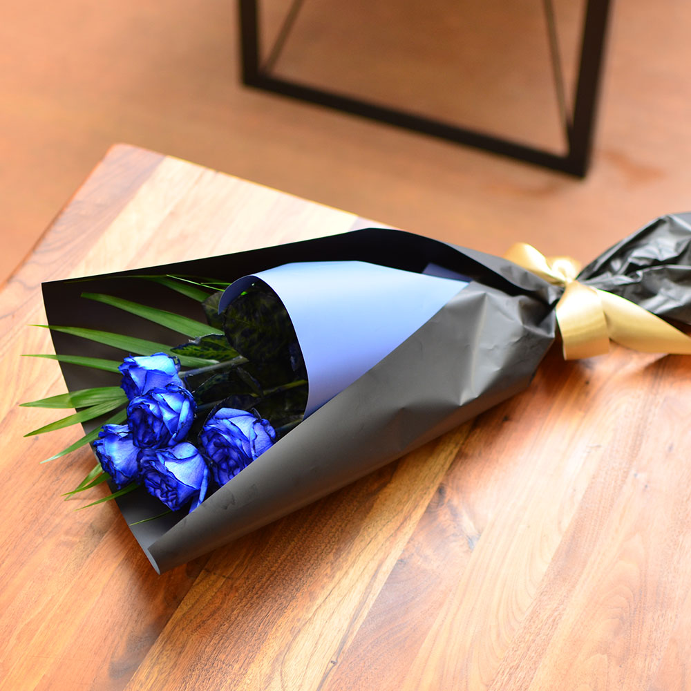 青いバラ ブルーローズ5本の花束 青い薔薇(バラ) ブルーローズの花束