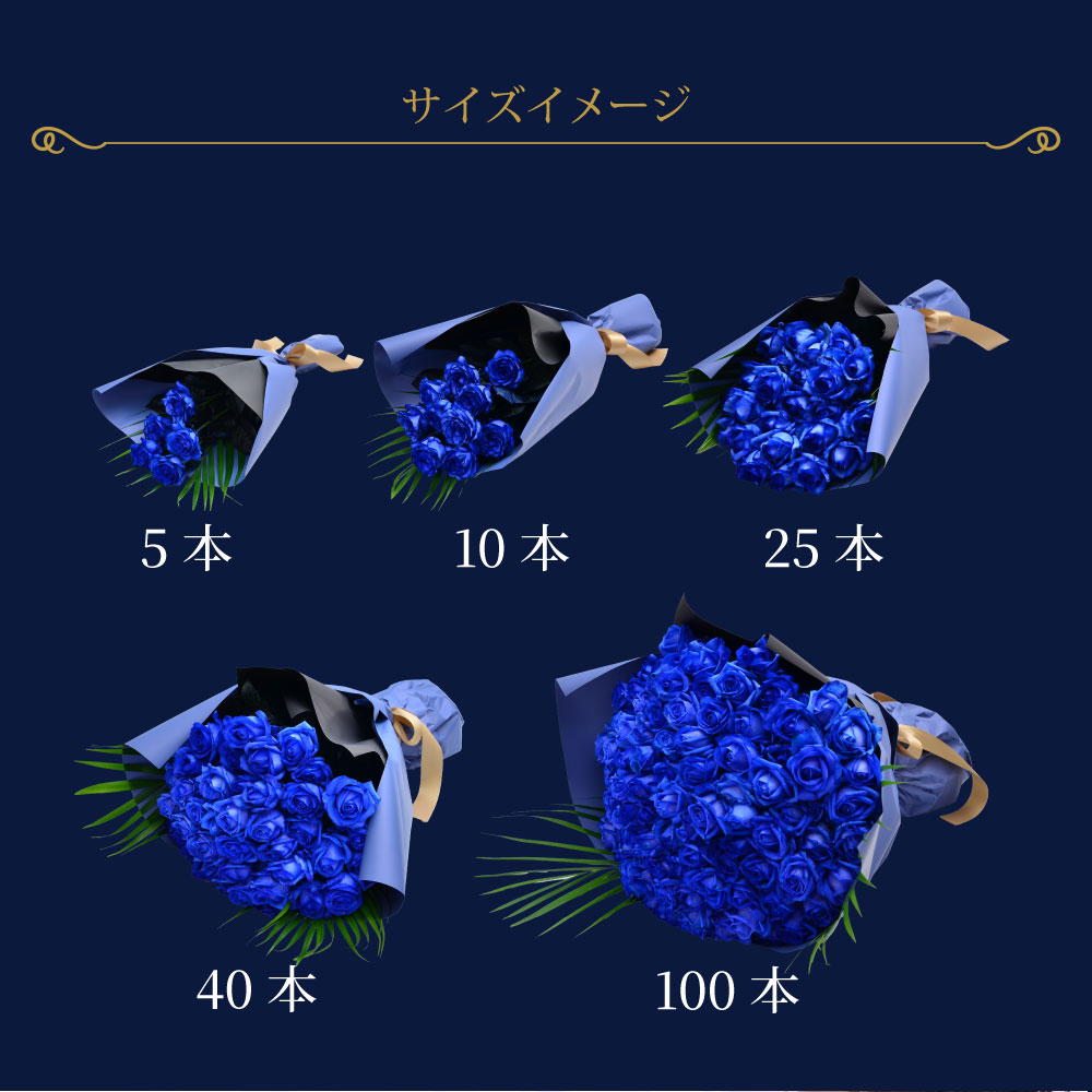 青いバラ ブルーローズの花束 本数指定 青い薔薇(バラ) ブルーローズの