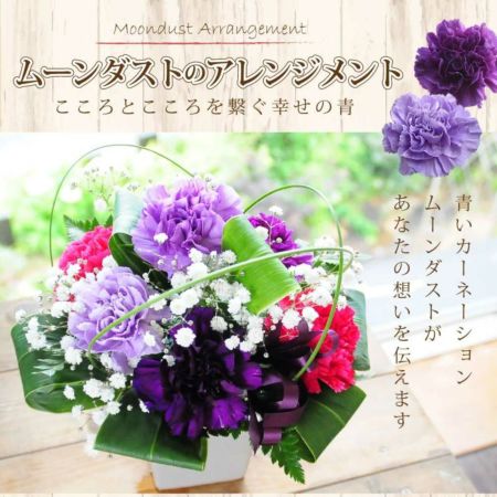 高品質　ムーンストーン　お花　フラワー　強シラー　スタンド付き ムーンダストアレンジメント ムーンダスト 世界で唯一の青い