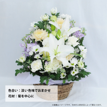 百合のお供えアレンジメントMサイズ お供えの花・お悔やみの花