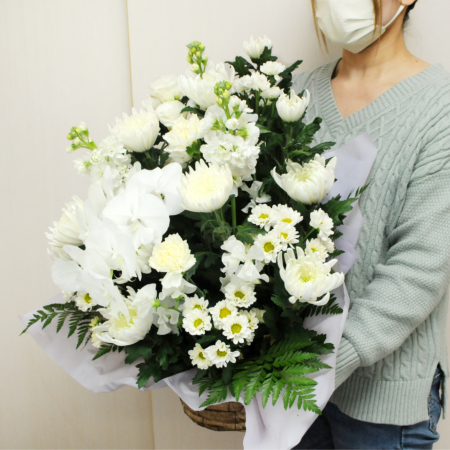 蘭のお供えアレンジメントLサイズ お盆の花(新盆花・初盆花