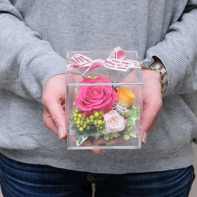 プリザーブドフラワー キューブ プリザーブドフラワー 水やり不要で