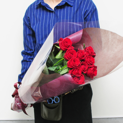 赤いバラ10本の花束 赤いバラ(薔薇・ばら)の花束