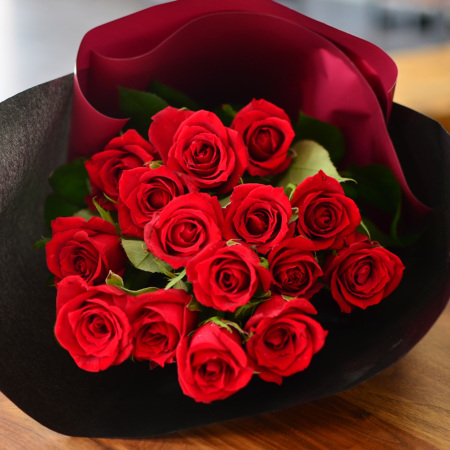 赤いバラ15本の花束 赤いバラ(薔薇・ばら)の花束 | エーデルワイス【花