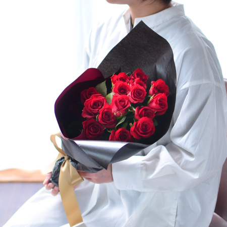 赤いバラ15本の花束 赤いバラ(薔薇・ばら)の花束