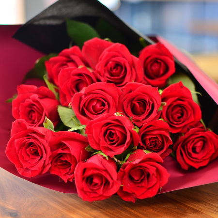 赤いバラ15本の花束 赤いバラ(薔薇・ばら)の花束 | エーデルワイス【花