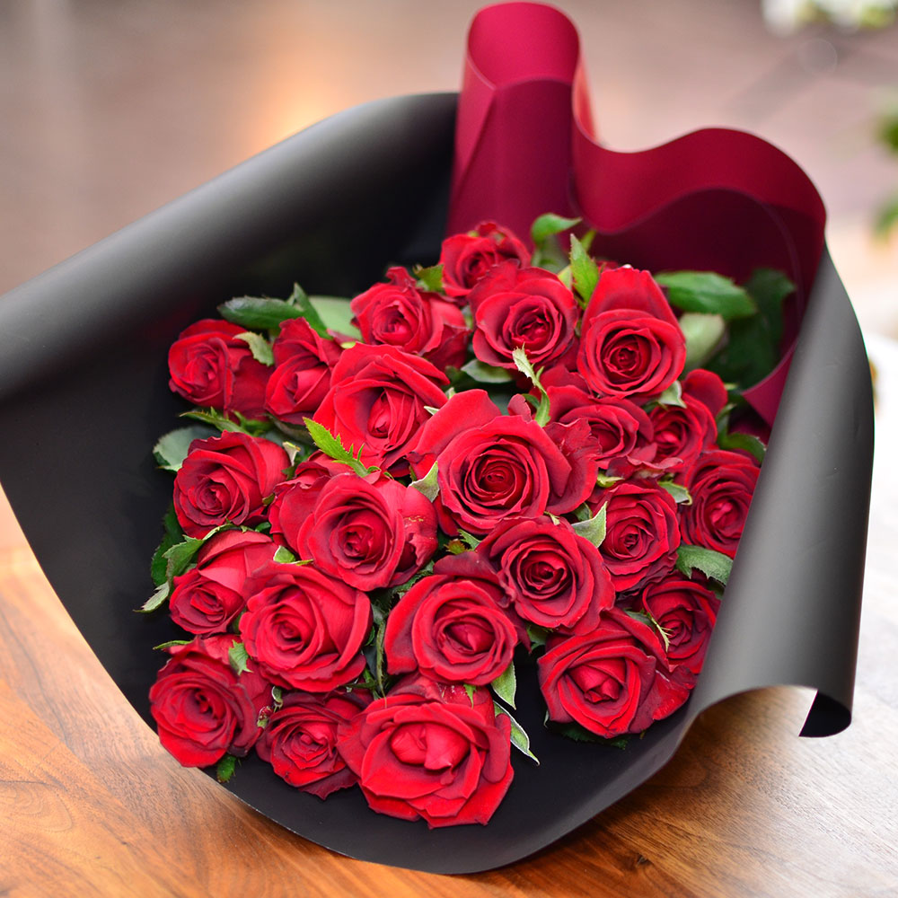 赤いバラ25本の花束 赤いバラ(薔薇・ばら)の花束 | エーデルワイス【花