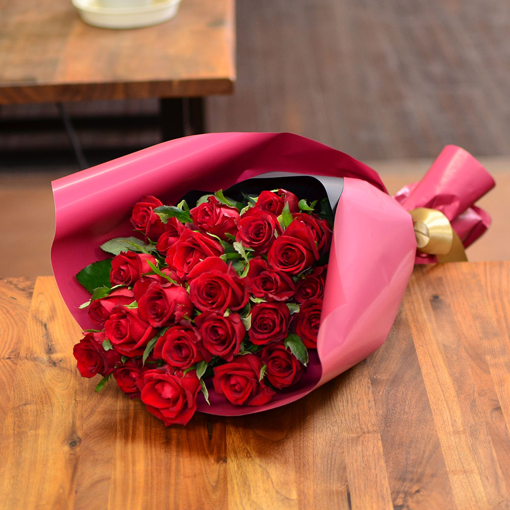 赤いバラ25本の花束 赤いバラ(薔薇・ばら)の花束 | エーデルワイス【花