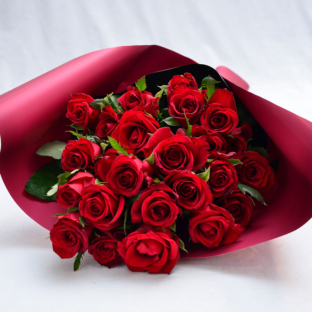 赤いバラ25本の花束 赤いバラ(薔薇・ばら)の花束 | エーデルワイス【花