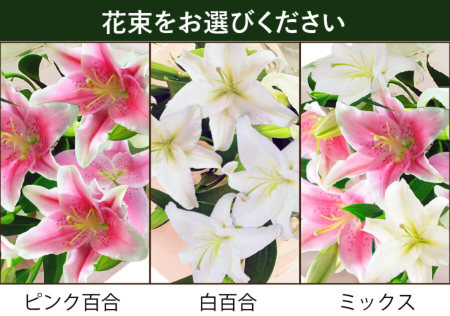 産地直送 3色から選べる 百合の花束 20輪 母の日に贈る花