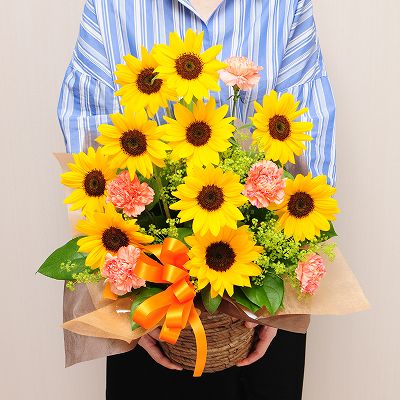 フラワーアレンジメント サマーシーズン Lサイズ ひまわりの花