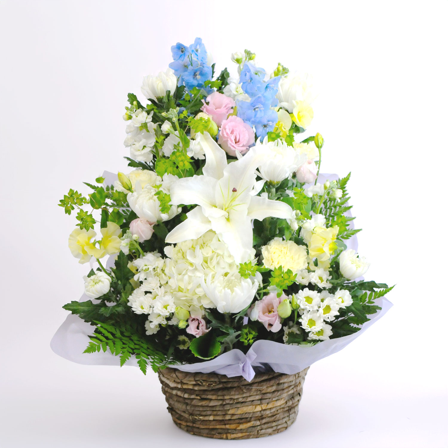 プリザーブドフラワー 花時計スクエアホワイト 白四角 プリザーブド